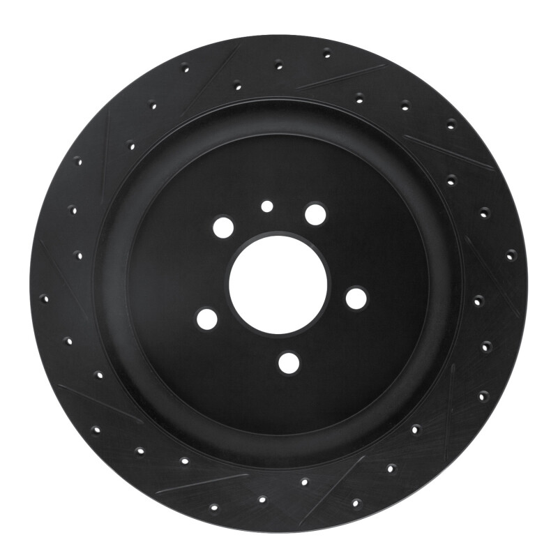 Ford Mustang Brake Rotor (1) - Rear Right - R1 Concepts - Drilled & Slotted - Black - `13-`14